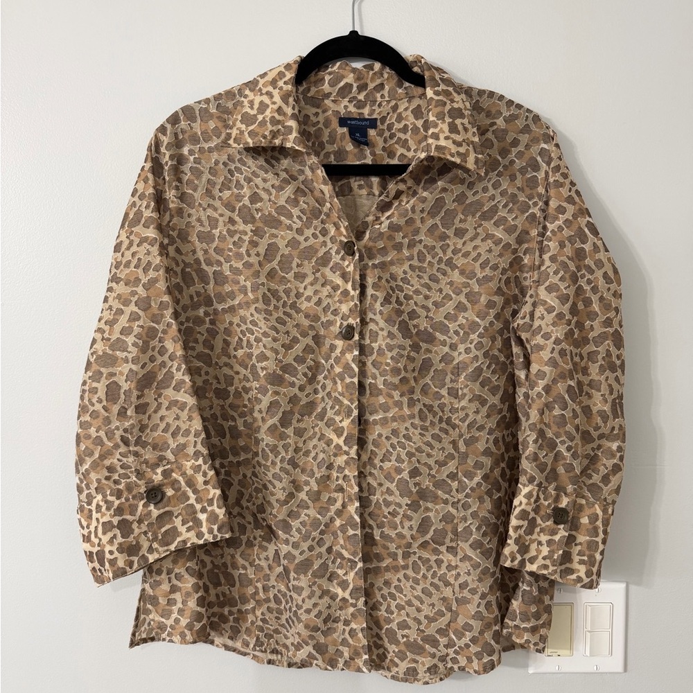 Westbound Tan and Brown Button Down Shirt